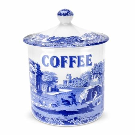 Blue Italian Covered Canister Coffee